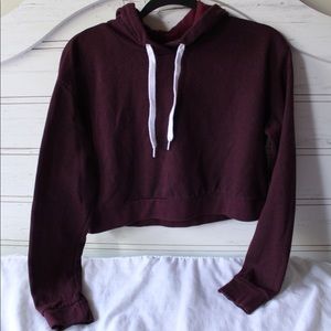 Maroon H&M Small Crop Top Hoodie